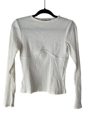 Adika Cotton Ribbed Long Sleeve Top White M